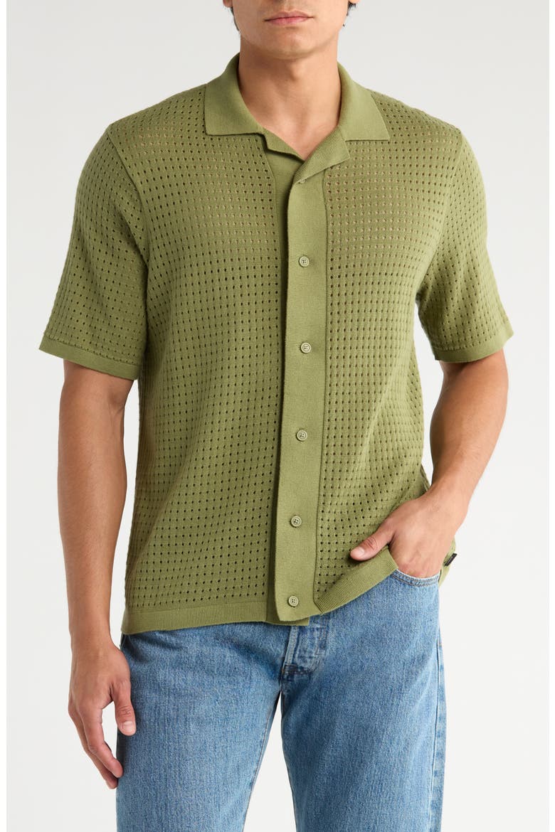 Feldman Short Sleeve Cardigan, Main, color, LODEN GREEN