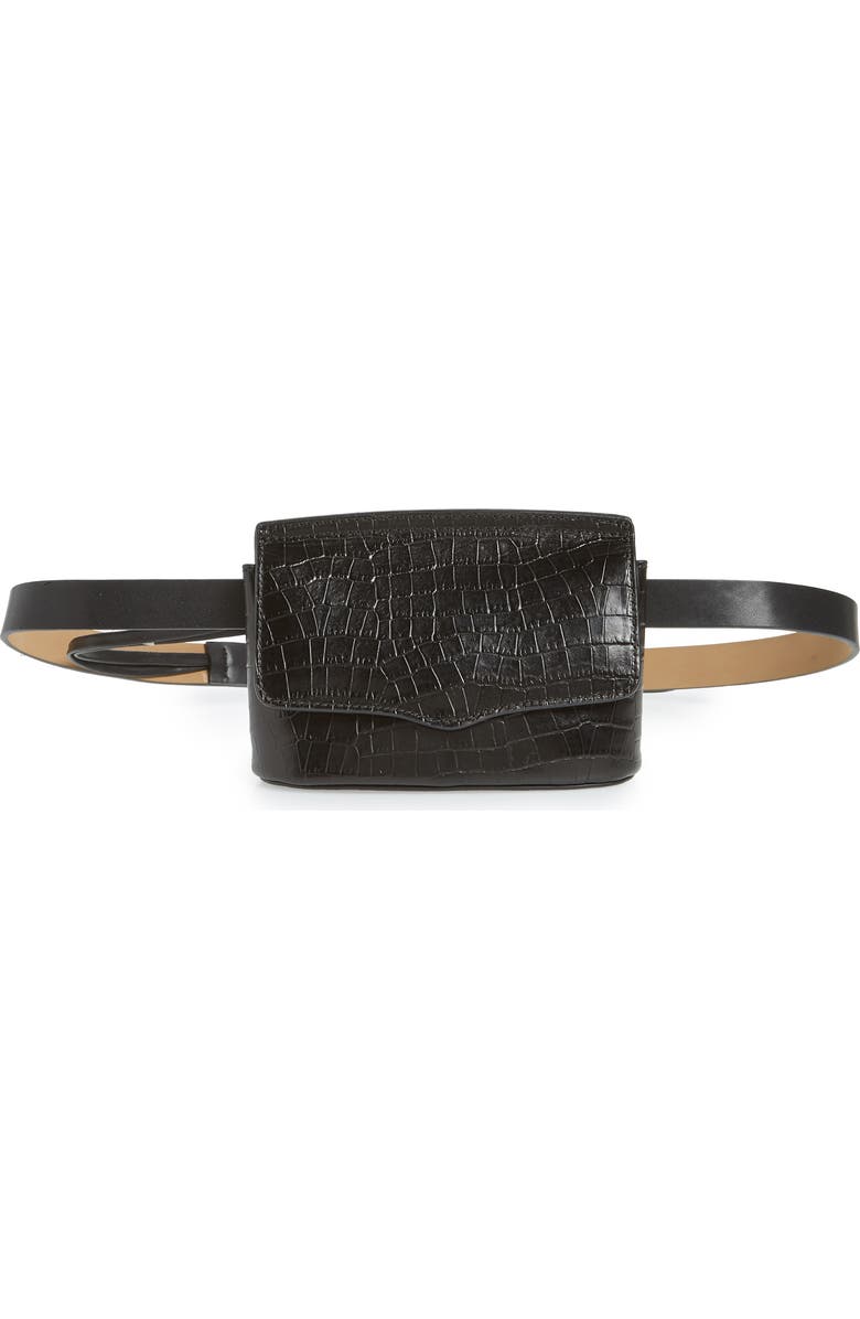 Rebecca Minkoff Croc Embossed Leather Belt Bag, Main, color,