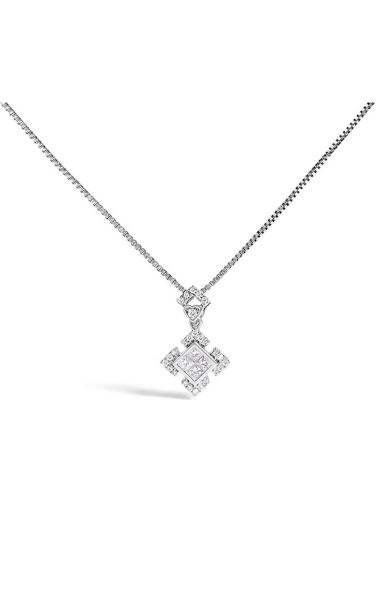 Haus of Brilliance 10K White Gold 1/5 Cttw Diamond Geometric Design Pendant Necklace, Main, color, White Gold