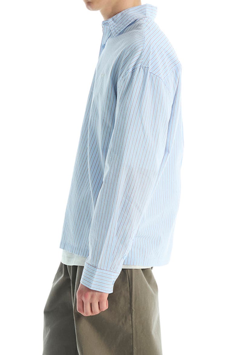 Off Court Boxy Fit Stripe Cotton Button-Up Shirt, Alternate, color, LIGHT BLUE