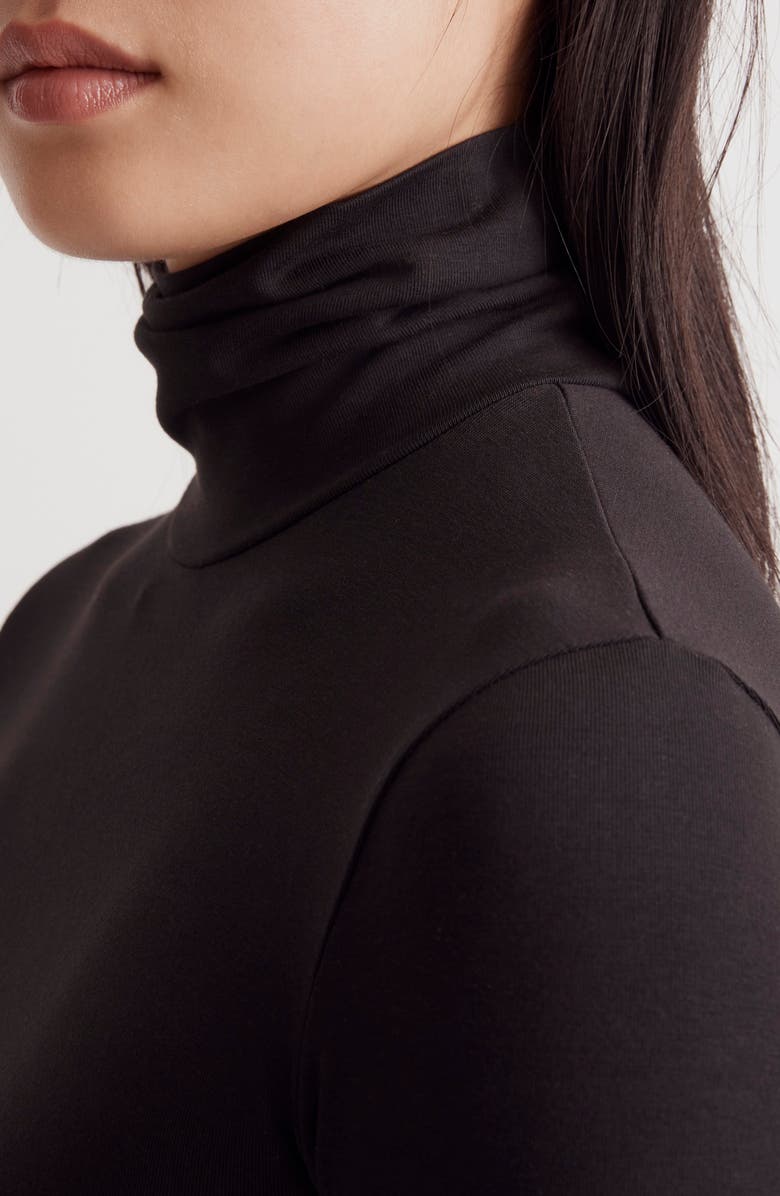 Madewell Turtleneck Thong Bodysuit, Alternate, color, True Black