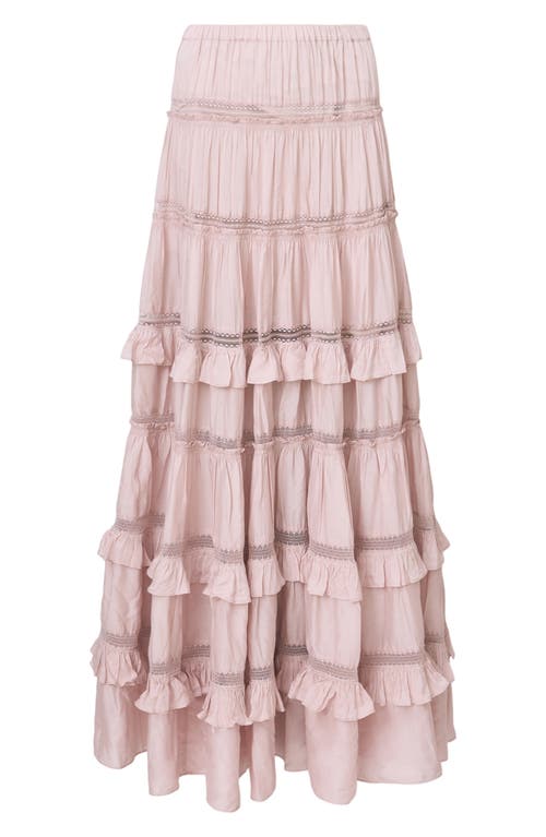 Allsaints Womens Mauve Pink Talia Tiered-hem Modal Maxi Skirt In Pink