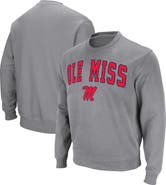 COLOSSEUM Men's Colosseum Heather Gray Ole Miss Rebels Arch & Logo Pullover Sweatshirt