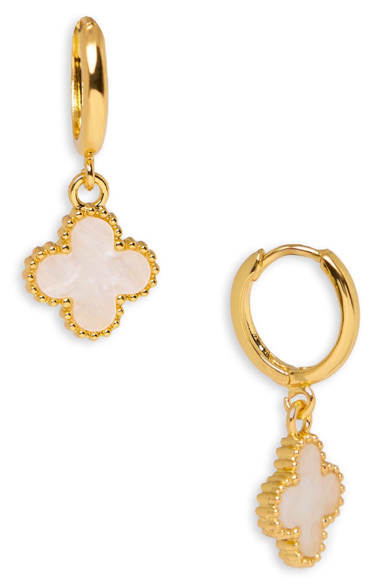 SAACHI Clover Charm Stud Earrings, Main, color, White