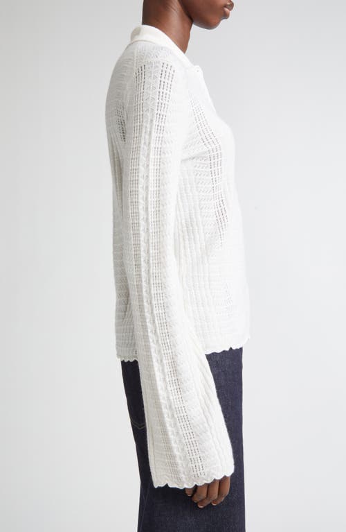 Loulou De Saison Polo-collar Bell-sleeve Sweater In White