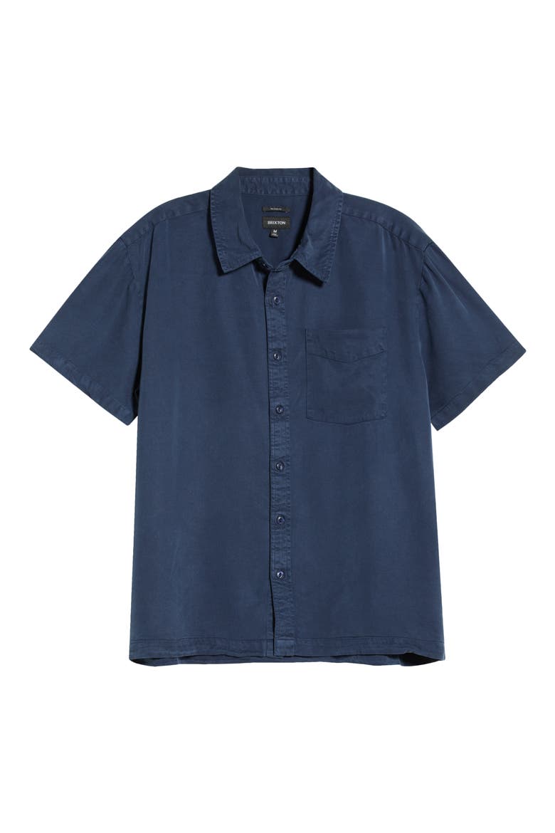 Cooling Comfort Short Sleeve Button-Up Shirt, Alternate, color, MIDNIGHT NAVY