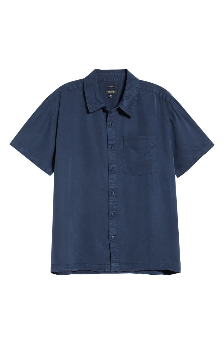 Brixton Cooling Comfort Short Sleeve Button-Up Shirt, Main, color, Midnight Navy