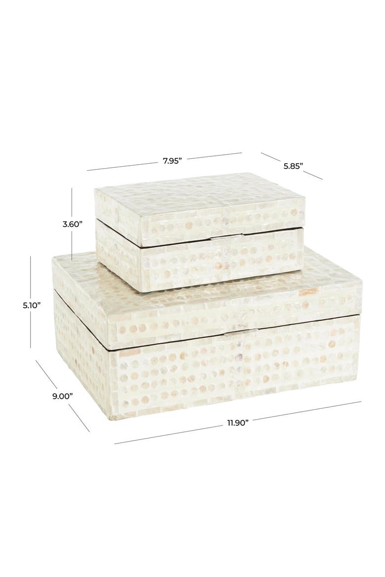 Contemporary Set of 2 Decorative Mother of Pearl Boxes, Alternate, color, CREAM