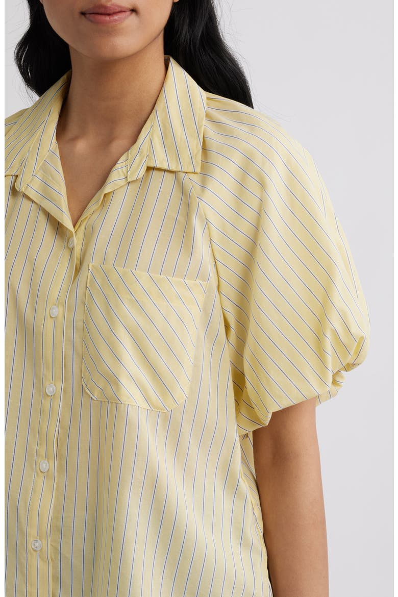 Biance Bubble Sleeve Button-Up Top, Alternate, color, LEMON DROP