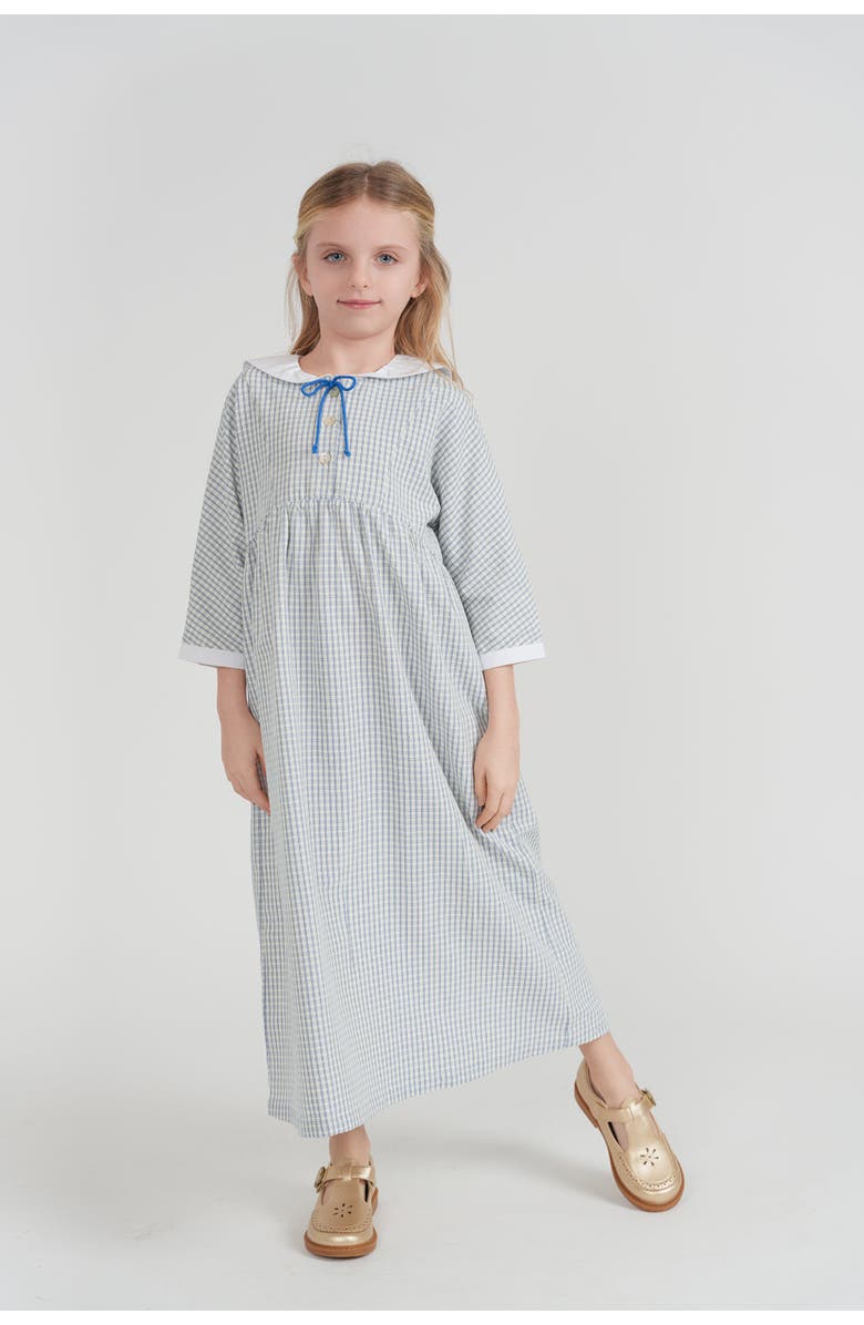LOLA Sailor Collar Contrast Tie Maxi Dress, Alternate, color, Navy