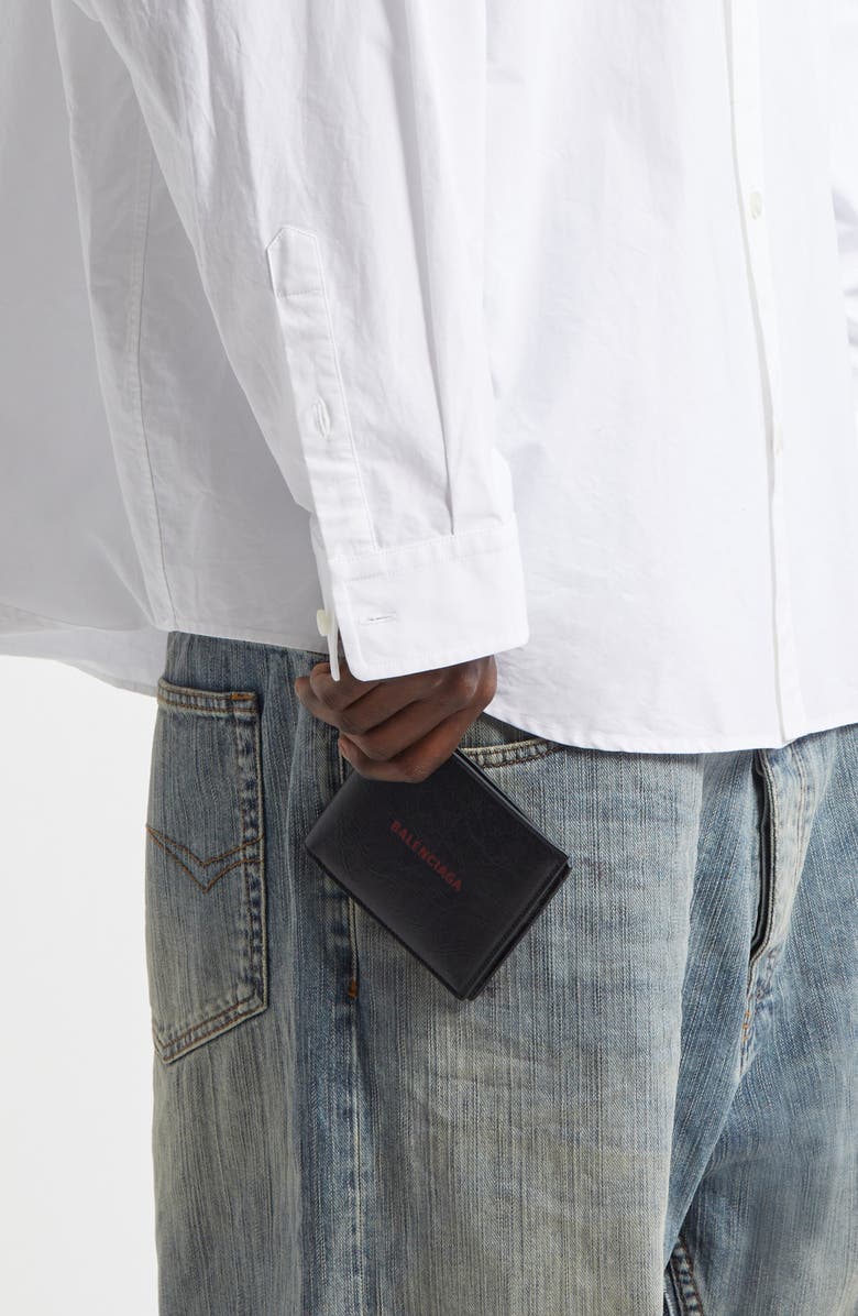Balenciaga Cash Logo Leather Bifold Wallet, Alternate, color,