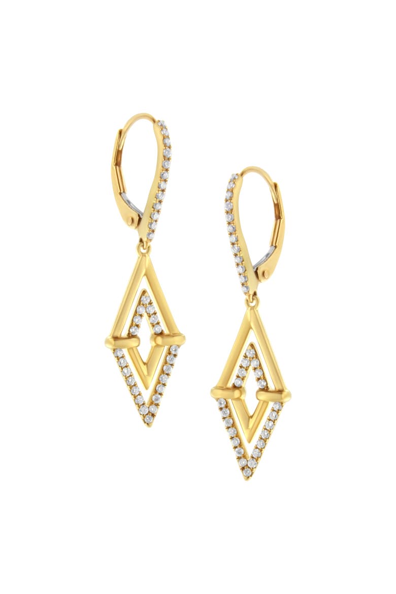 14K Yellow Gold 3/8 Ct Double Triangle Drop and Dangle Diamond Earrings, Alternate, color, Yellow