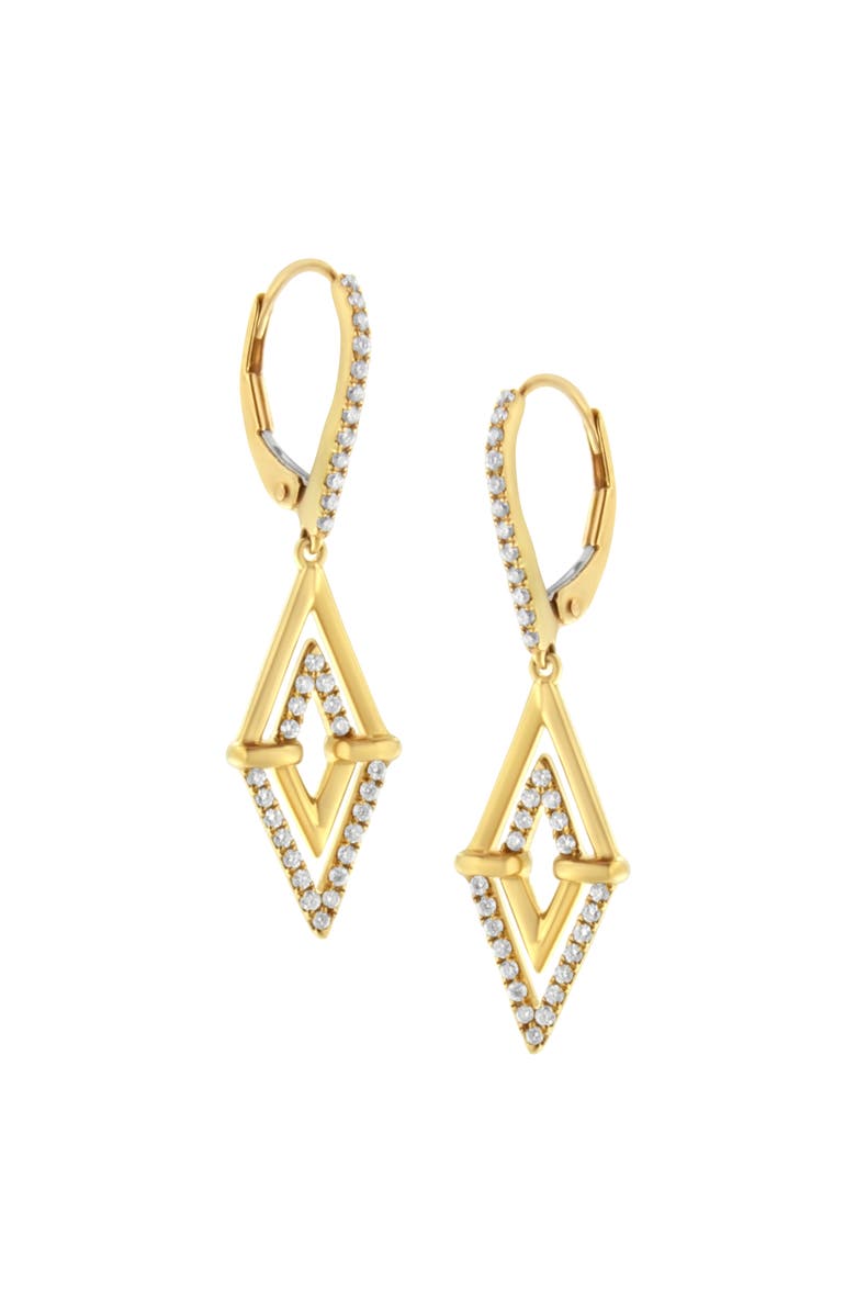 Haus of Brilliance 14K Yellow Gold 3/8 Ct Double Triangle Drop and Dangle Diamond Earrings, Alternate, color, Yellow