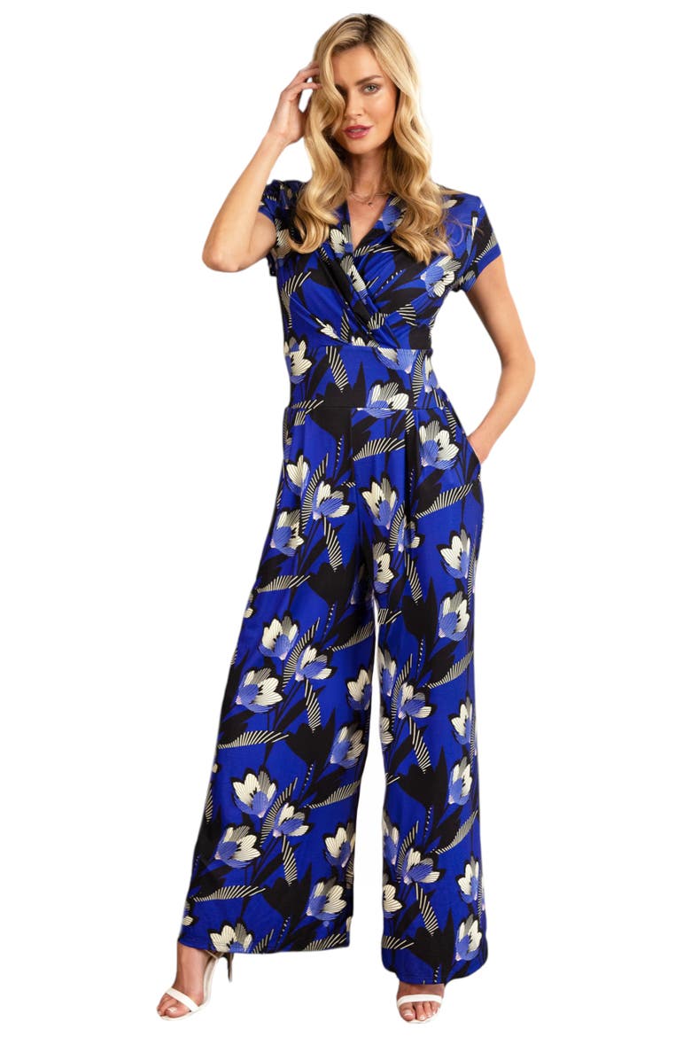 Faux-Wrap Wide Leg Jumpsuit, Main, color, Spring Blossom