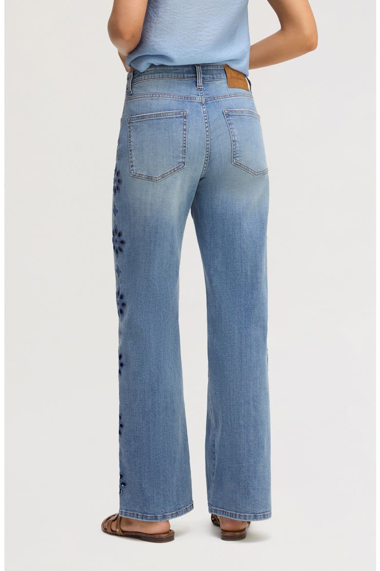 Embroidered Eyelet Wide Leg Jeans, Alternate, color, POPPY INDIGO WASH