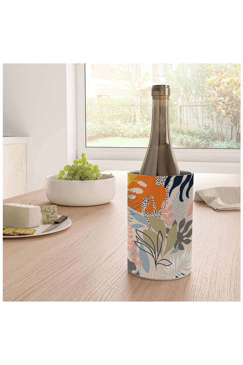 Foliage Pattern Stainless Steel Wine Chiller, Alternate, color, MULTI