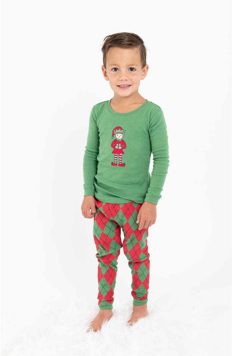 Leveret Two-Piece Cotton Matching Family Holiday Pajamas, Argyles & Holiday Prints, Main, color, Argyle Red & Green