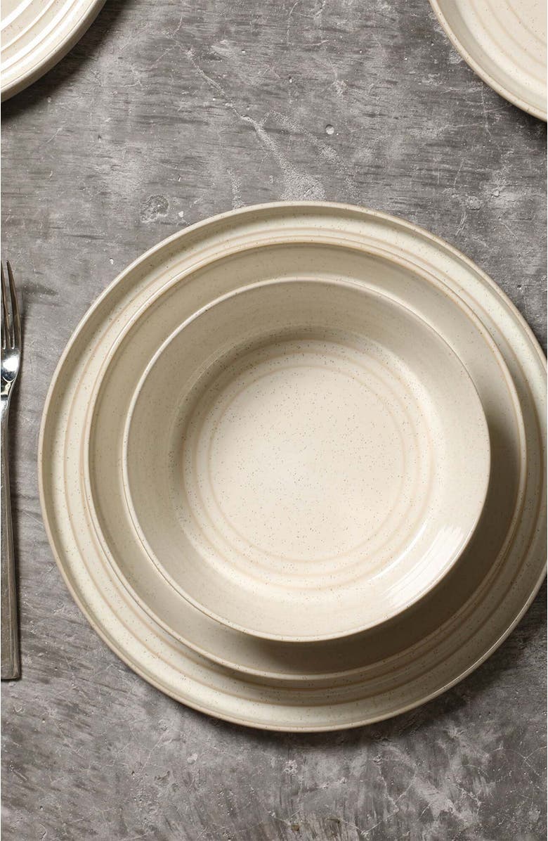 Stone Lain Claire Stoneware 4-Piece Dinner Plate Set, Alternate, color, White
