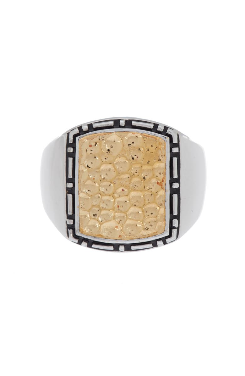 EFFY Sterling Silver & 18K Yellow Gold Pebbled Texture Ring - Size 10, Main, color, 