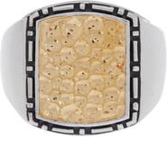 EFFY Sterling Silver & 18K Yellow Gold Pebbled Texture Ring - Size 10