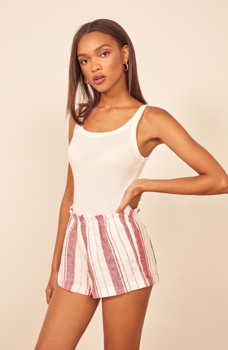 Reformation Sawyer Linen Shorts, Alternate, color,