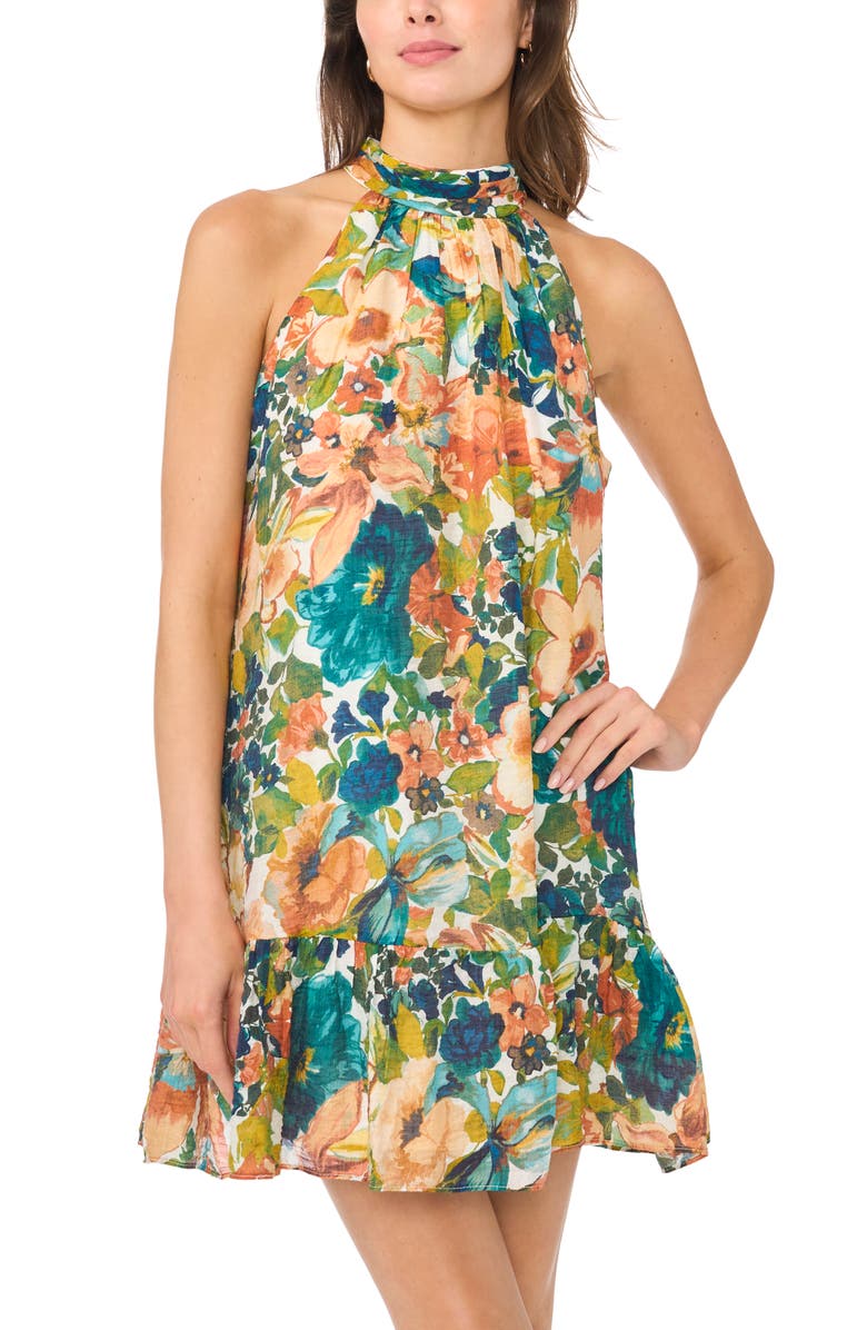 CeCe Ruffle Halter Dress, Alternate, color, Ocean Blue