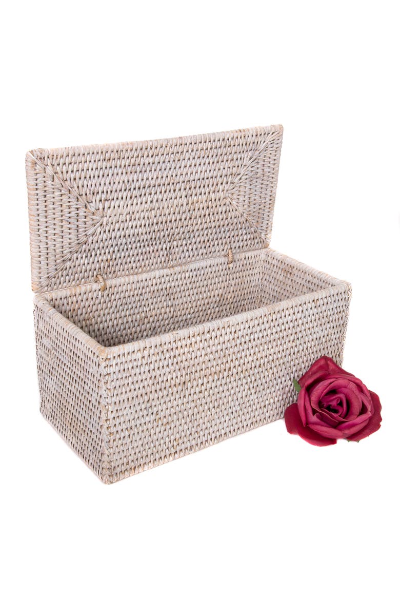 Artifacts Trading Company<sup>™</sup> Artifacts Rattan Rectangular Double Toilet Roll Holder with Hinged Lid, Main, color, White Wash