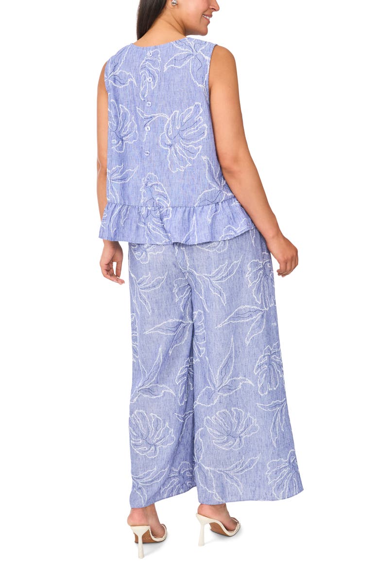 Embroidered Sleeveless Peplum Top, Alternate, color, BASE BLUE