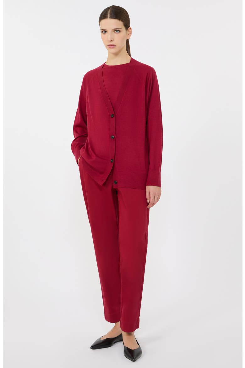 Clarino Wool & Cashmere Cardigan, Alternate, color, DARK RED