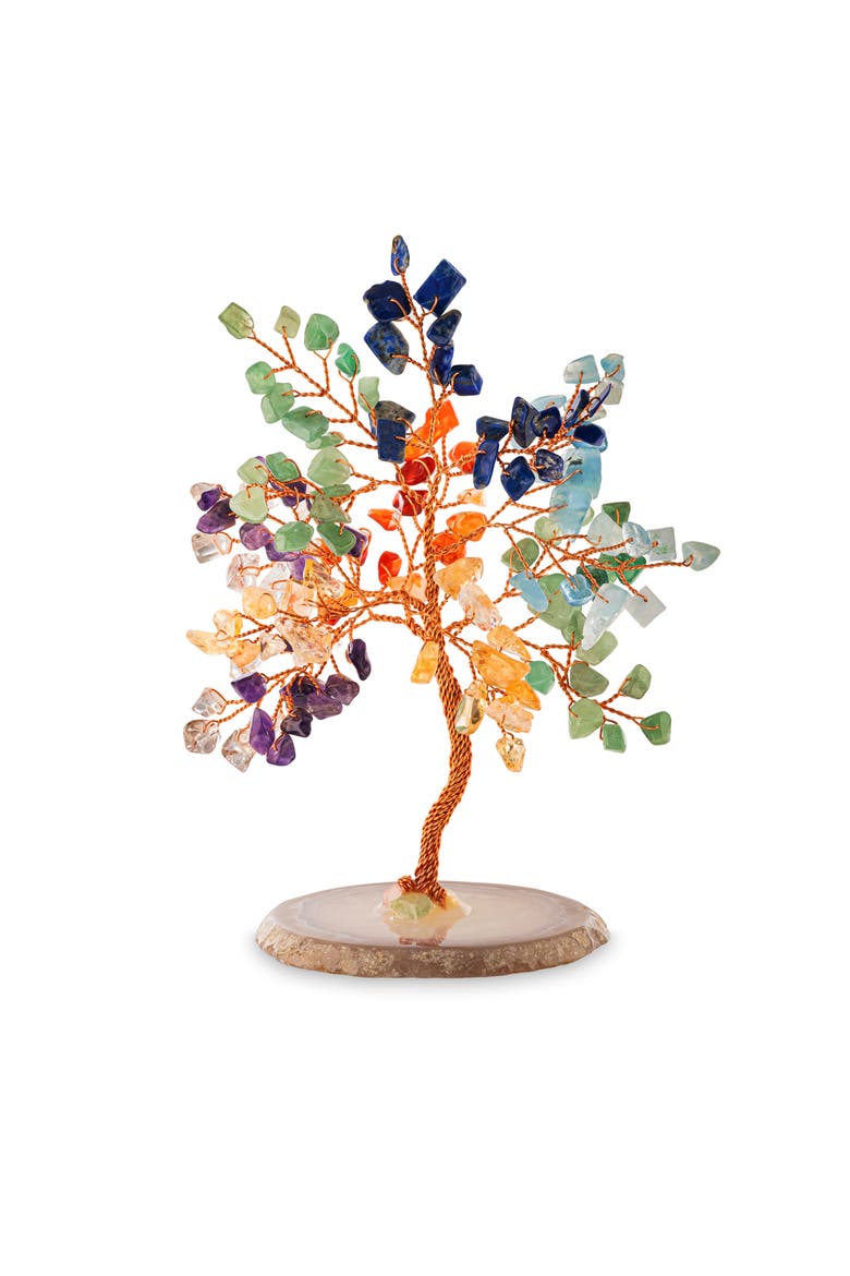 Chakra Feng Shui Multistone Tree of Life Strength & Growth, Main, color, Copper/multicolor