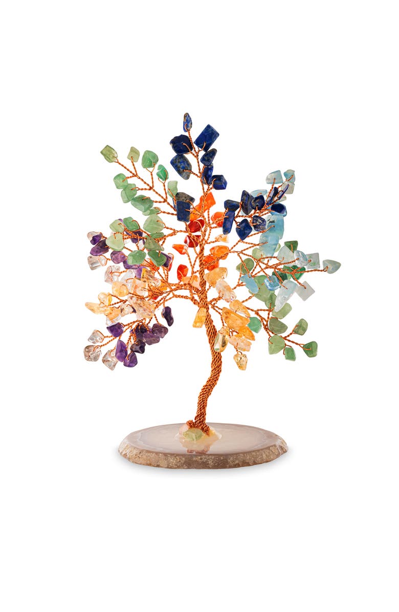 Karma and Luck Chakra Feng Shui Multistone Tree of Life Strength & Growth, Main, color, Copper/Multicolor