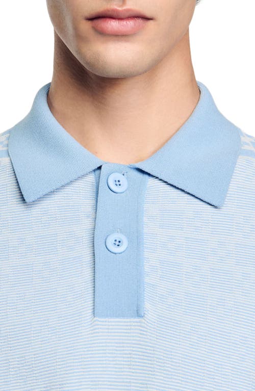 Sandro Square Cross Jacquard Polo Shirt In Blue Sky