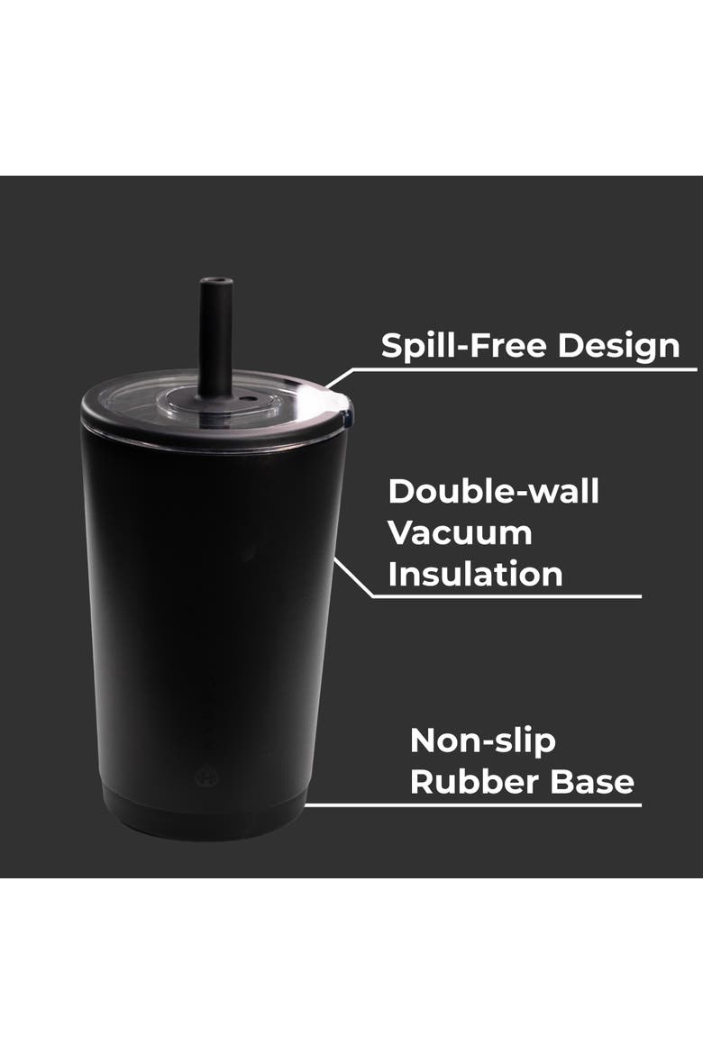 Everyday Tumbler - Ceramic-Lined Insulated Tumbler with Straw and Soft-Touch Lid, Cup Holder Friendly, Alternate, color, Black