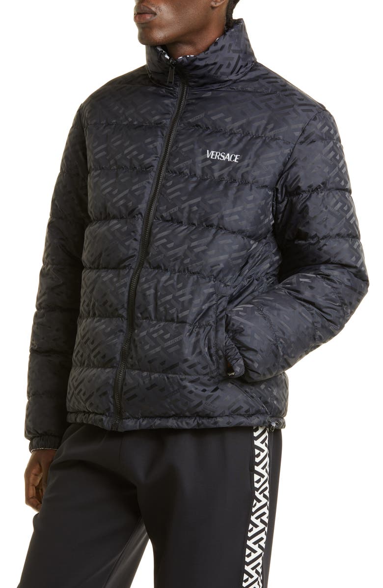 Versace Men's Silver Baroque Puffer Jacket, Alternate, color,