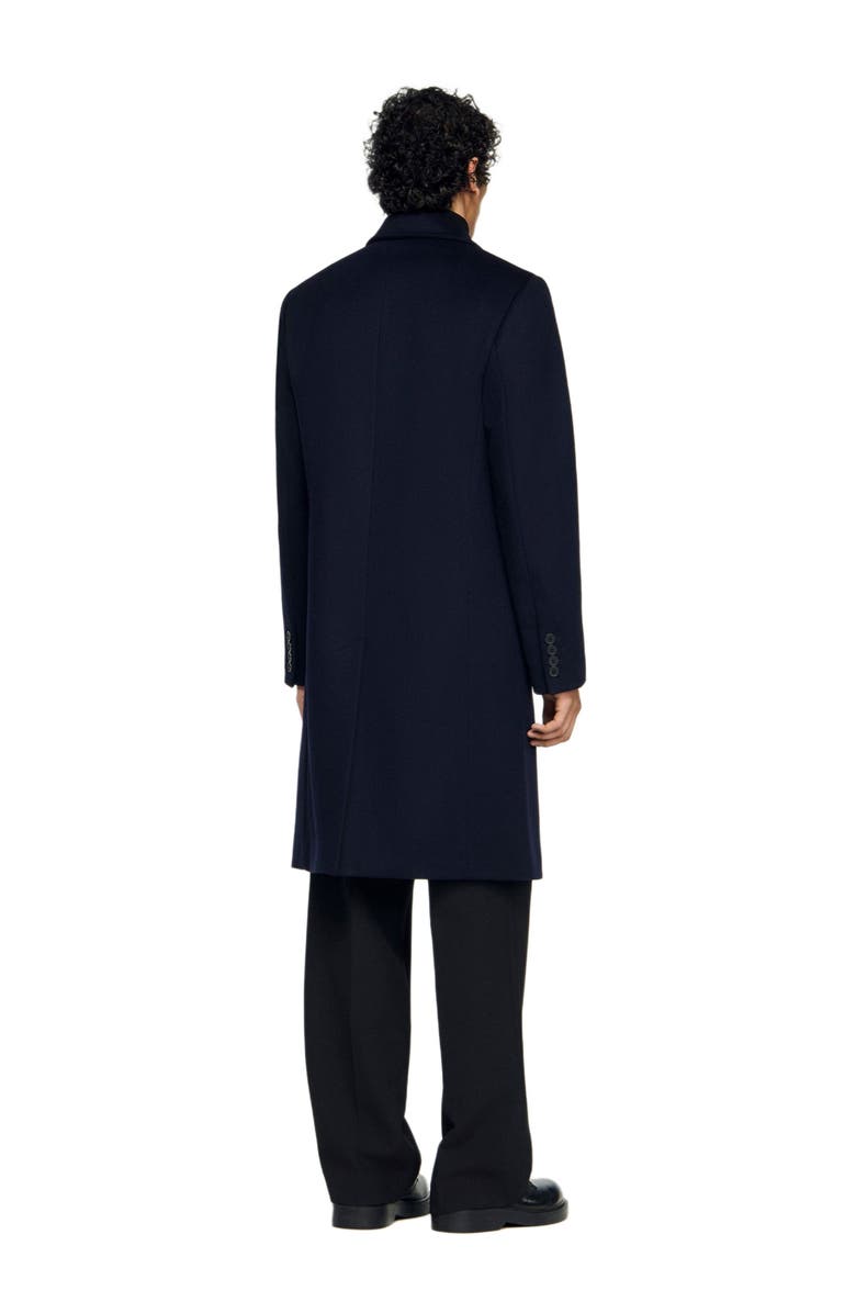 SANDRO Double-breasted wool coat, Alternate, color, Navy Blue