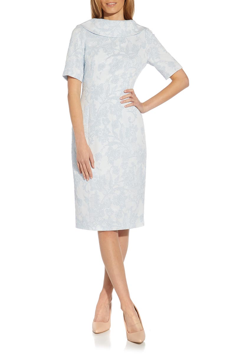 Adrianna Papell Floral Matelassé Cocktail Dress, Main, color, 