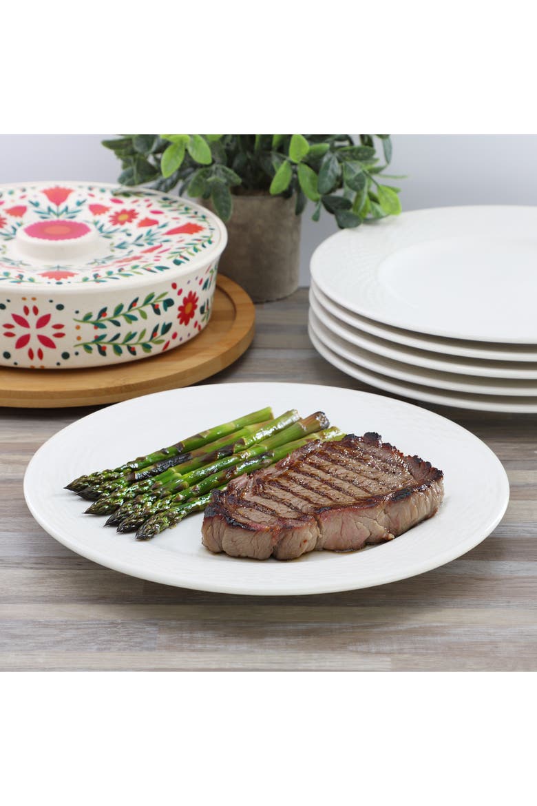 Ophelia 6 Piece Stoneware Dinner Plate Set in White, Alternate, color, White