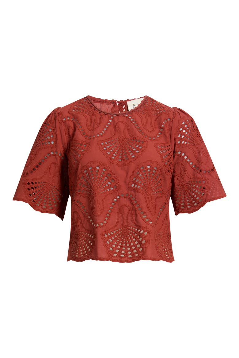 Cannes Eyelet Cotton Top, Main, color, WINE