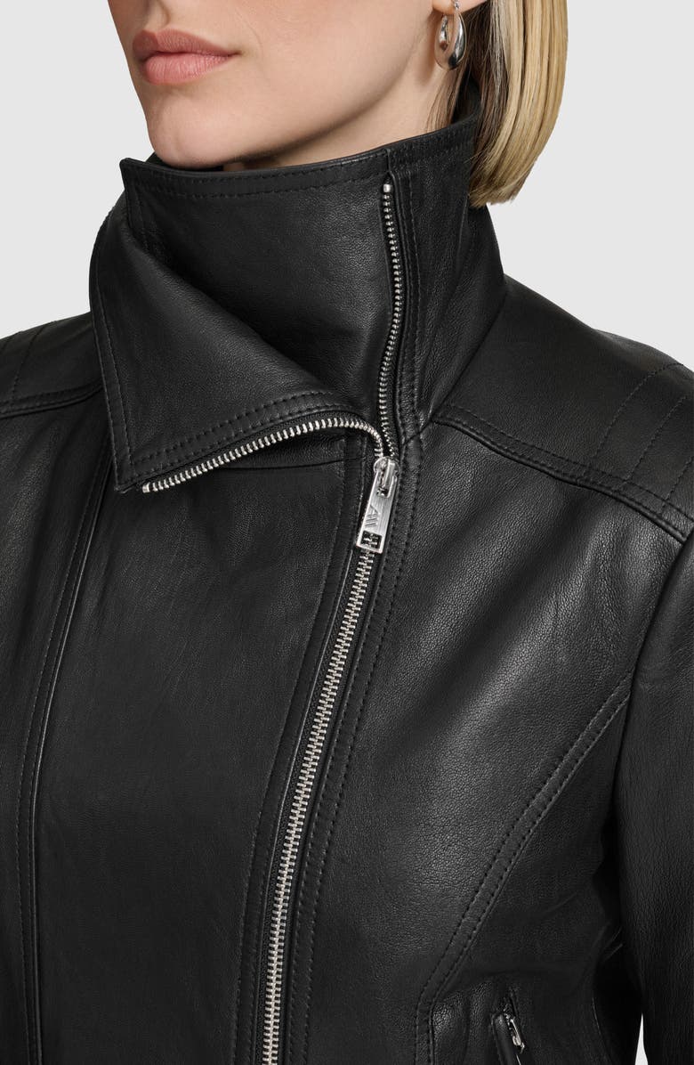 Andrew Marc Beckett Leather Moto Jacket, Alternate, color, Black