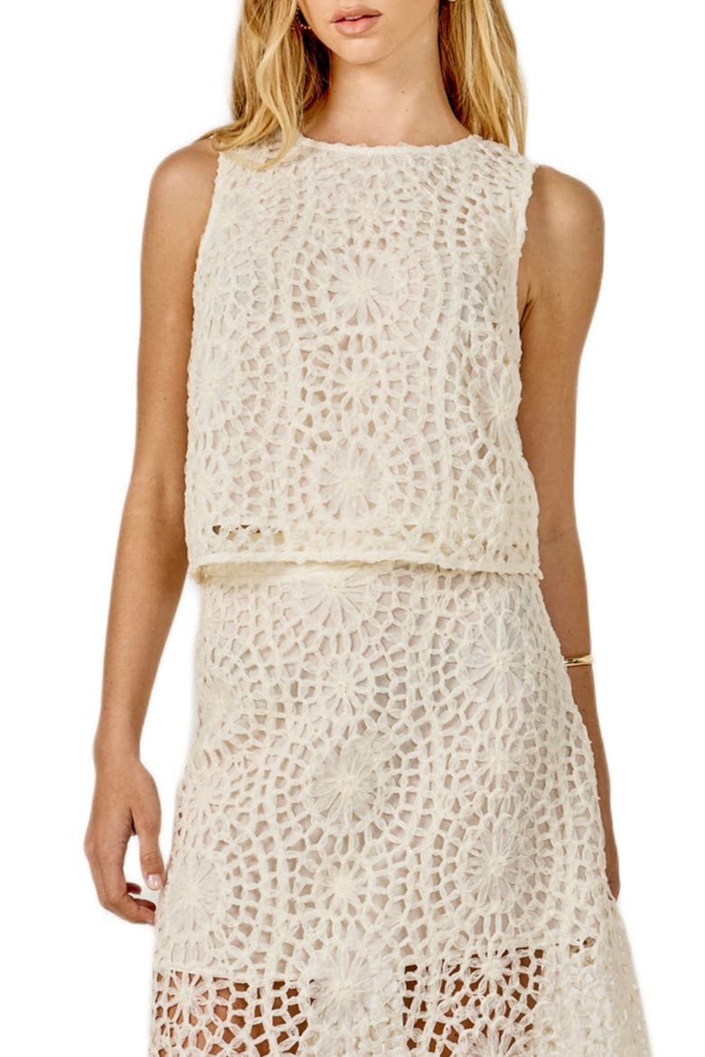 Texture Sleeveless Crop Top, Main, color, CREAM