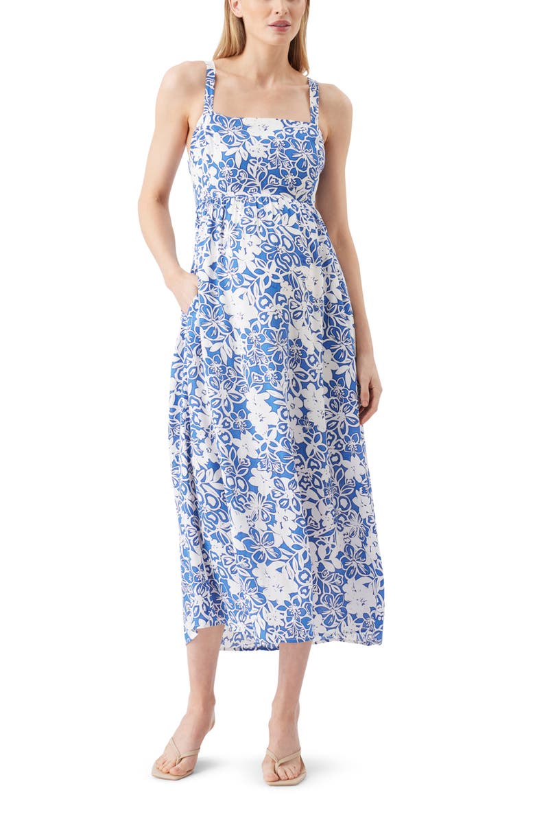 Ripe Maternity Nahla Longline Dress, Main, color, Royal / White