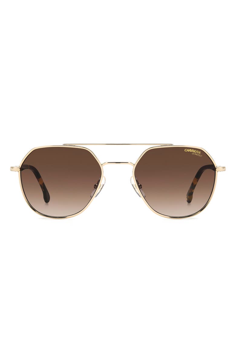 Carrera Eyewear 53mm Round Sunglasses, Main, color, Gold Havana/ Brown