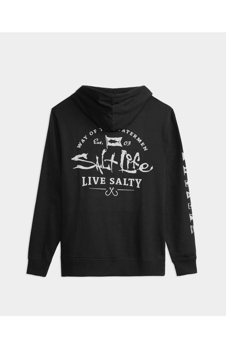 Salt Life Ocean Kin French Terry Pullover Hoodie, Alternate, color, Black