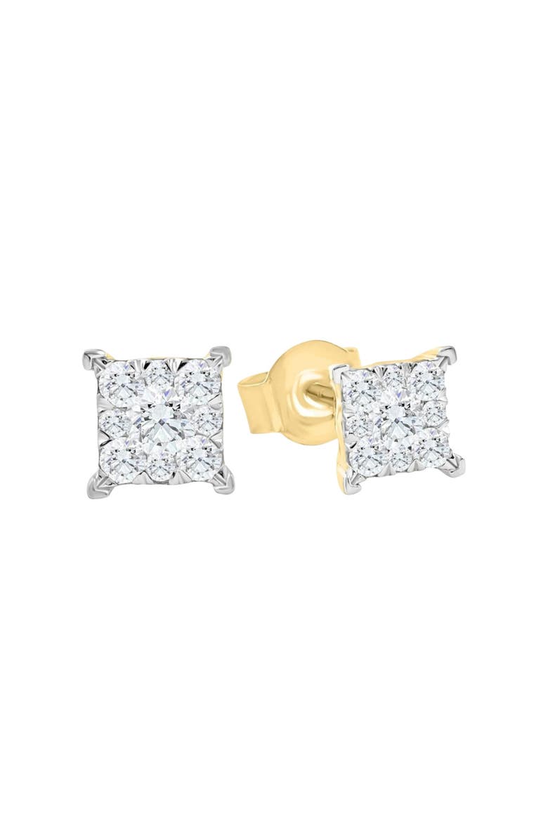 Bliss Diamond 1/2Ct Diamond Princess Cut Square Round Cut Lab Grown Diamond Earrings Gold, Alternate, color,