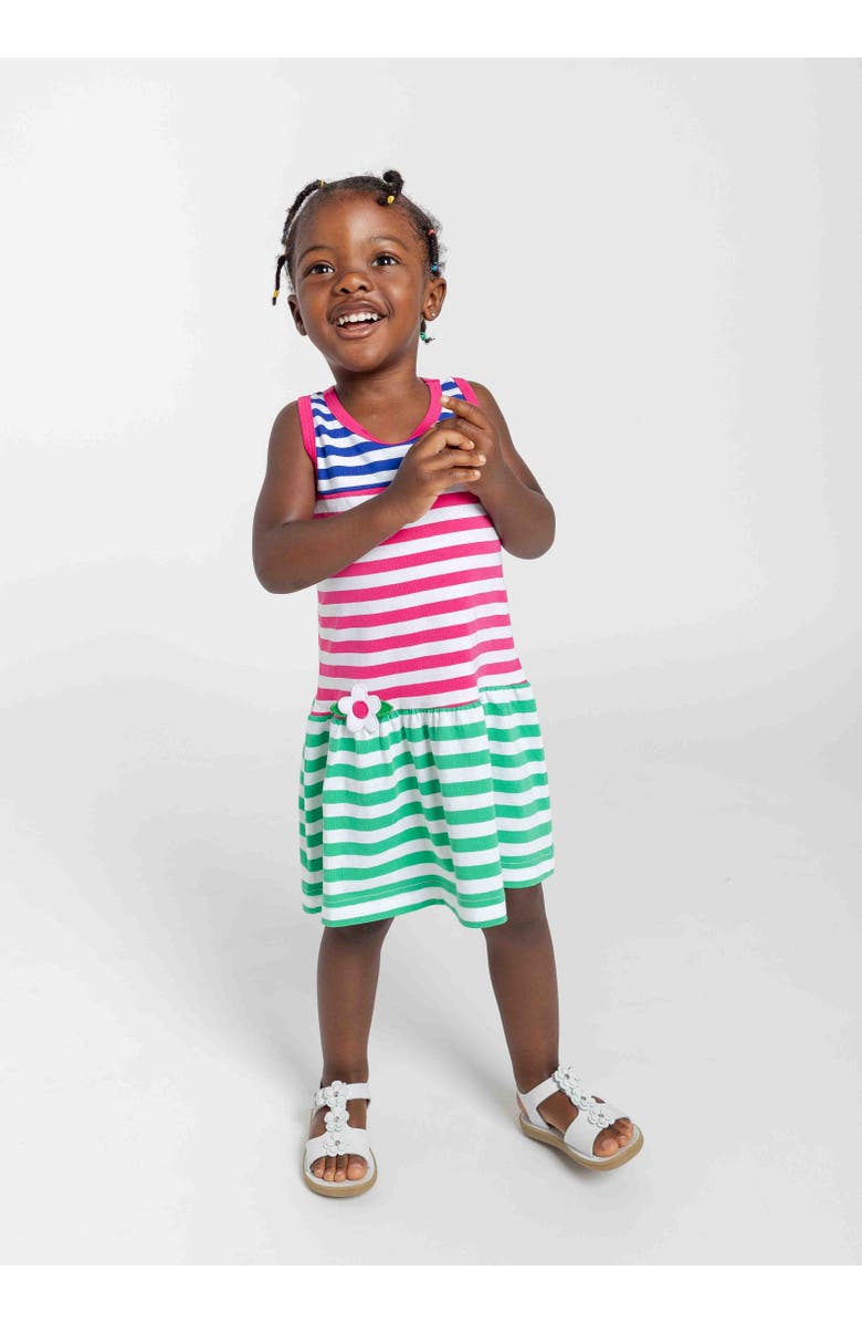 Florence Eiseman Stripe Knit Dress With Flowers, Alternate, color, Multicolor