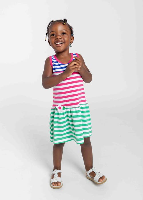 FLORENCE EISEMAN FLORENCE EISEMAN STRIPE KNIT DRESS WITH FLOWERS