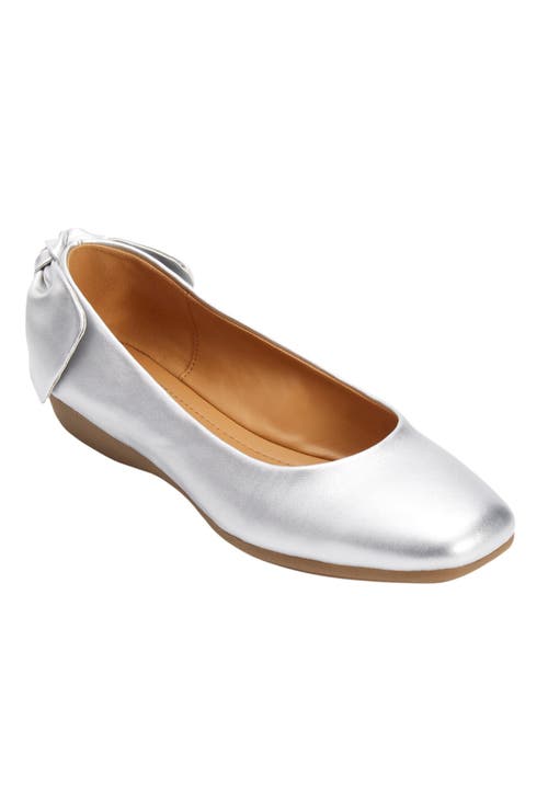 Comfortview The Delia Slip On Flat In Silver