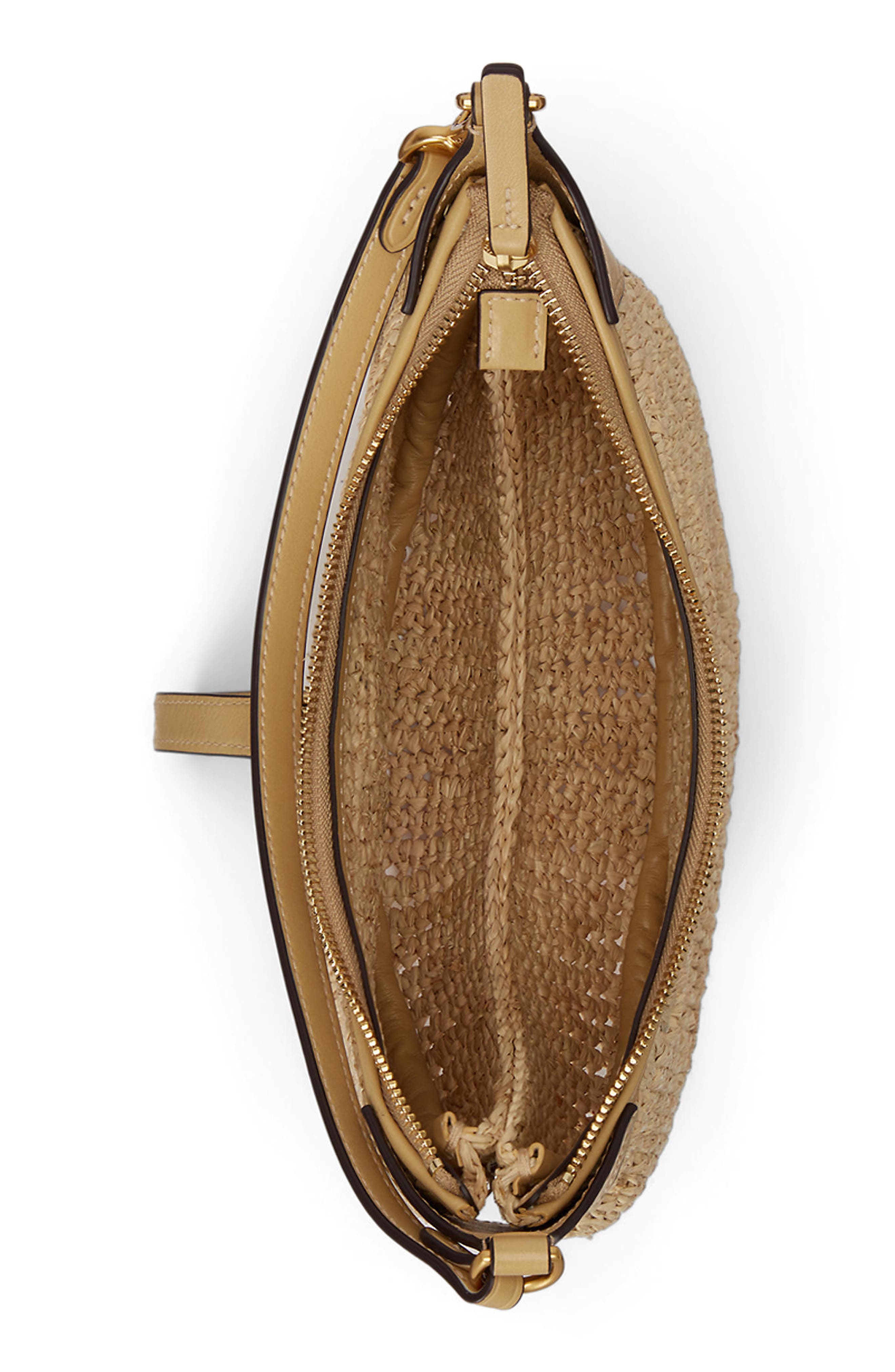 Polo Ralph Lauren Raffia Shoulder Bag, Alternate, color, Natural/ Cashmere