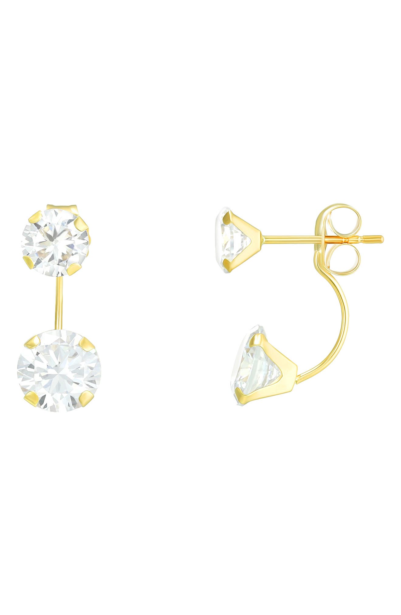 CANDELA JEWELRY 10K Gold Cubic Zirconia Front/Back Stud Earrings
