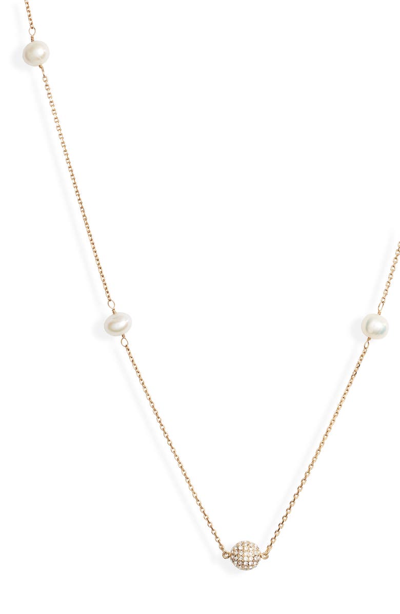Nordstrom Single Strand Pavé & Pearl Necklace, Alternate, color, 
